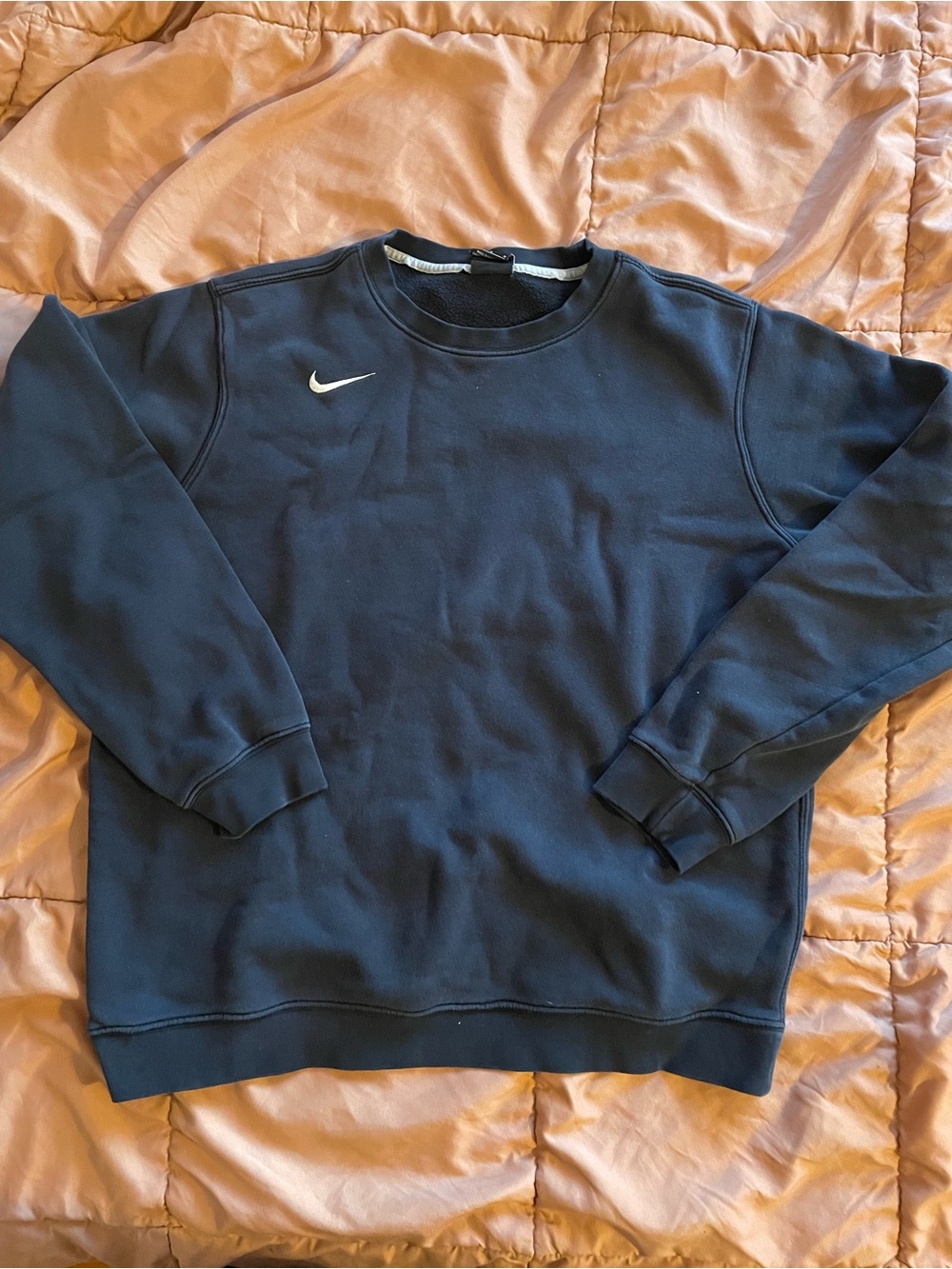 Nike Men's Black Crewneck Sweatshirt with White Swoosh